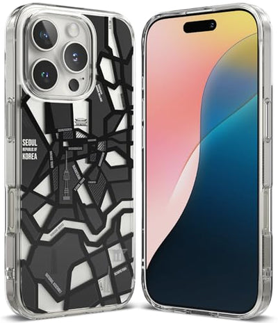iPhone 16 Pro Max Back Cover Case Fusion Design | Seoul Map - Black
