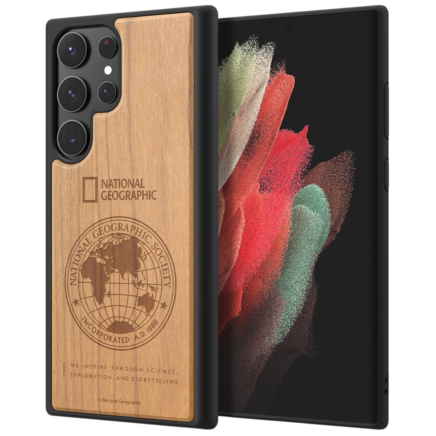 Nat Geo Galaxy S23 Ultra Back Cover Case |Nature Wood Case (Big Logo & Global Seal)-Cherrywood (Global Seal)