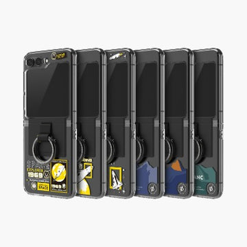 Nat Geo Galaxy Z Flip 5 Back Cover Case | Ring Strap Crystal Case V2  - Space Ship (Clear)