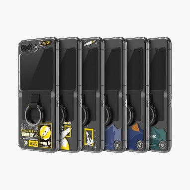 Nat Geo Galaxy Z Flip 5 Back Cover Case | Ring Strap Crystal Case V2  - Space Ship (Clear)