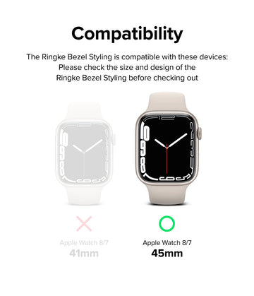 Bezel Styling Compatible with Apple Watch 7 45mm - Silver (45-09)