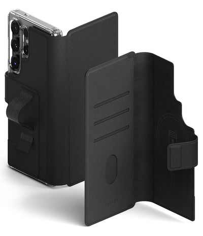 Samsung Galaxy S25 Ultra Back Cover Case | Folio Wallet Magnetic  - Black