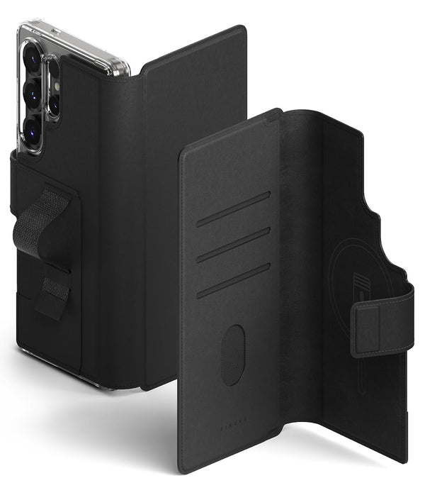 Samsung Galaxy S25 Ultra Back Cover Case | Folio Wallet Magnetic  - Black
