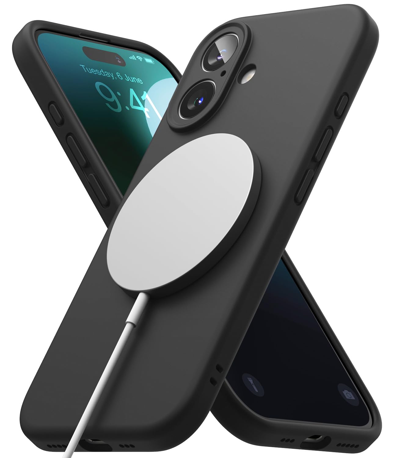 iPhone 16 Plus Back Cover case | Silicone Magnetic - Black