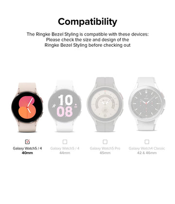 Bezel Styling Compatible with Samsung Galaxy Watch 4 40mm -  Silver & Black [40-80]