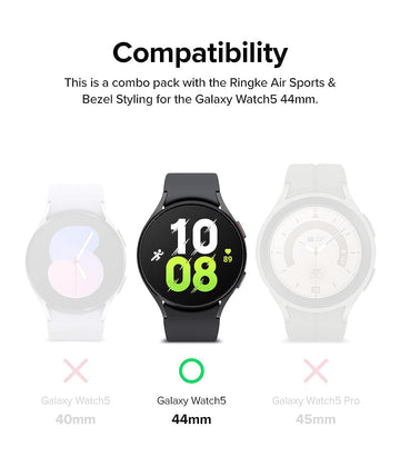 [Air Sports + Bezel Styling] Compatible with Samsung Galaxy Watch 5 44mm -  Black / 10 (Silver)