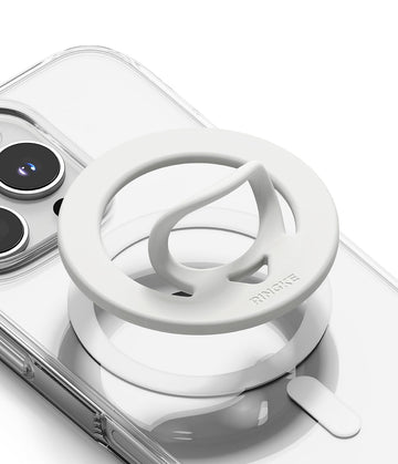 Dual Magnetic Silicone Ring [Compatible with MagSafe Cases]  Finger Ring Grip Holder - White