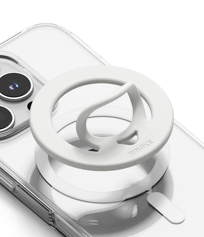 Dual Magnetic Silicone Ring [Compatible with MagSafe Cases]  Finger Ring Grip Holder - White