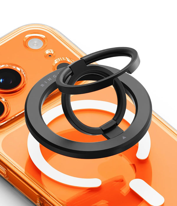 Dual Magnetic Smart Ring 3-Tier Foldable Stand, Double-Sided Magnetic Kickstand & Finger Ring Grip – Black