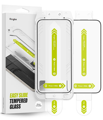 iPhone 15 Pro Max Screen Protector Guard with Easy Installation Tool, Easy Slide Glass | Tempered Glass Film (2 Pack)