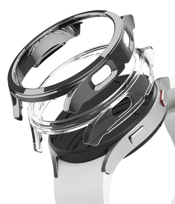 Slim Case Compatible with Galaxy Watch 4 40mm (2 Pack) - Clear & Dark Chrome