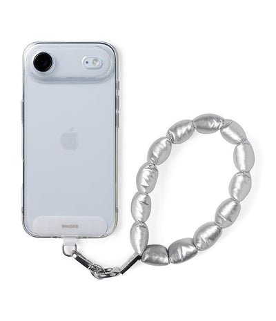 Ringke Holder Link Puffer Hand Strap with Patch & 360° Rotating – Moon Silver