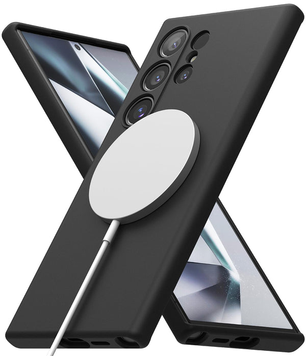 (Refurbished) Ringke Samsung Galaxy S24 Ultra Back Cover Case Silicone Magnetic - Black