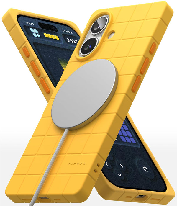 iPhone 16 Back Cover Case | Bitmap Silicone Magnetic - Yellow