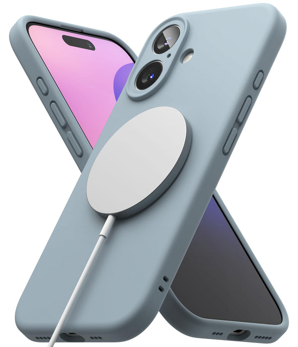 iPhone 16 Plus Back Cover case | Silicone Magnetic - Blue