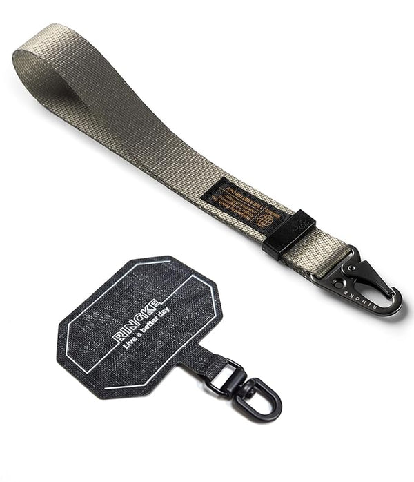 Tactical Webbing Hand Strap with Patch [Heavy Duty Tactical Carabiner] - Warm Gray