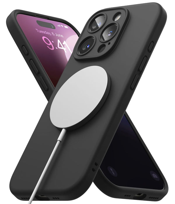 iPhone 16 Pro Back Cover case | Silicone Magnetic - Black