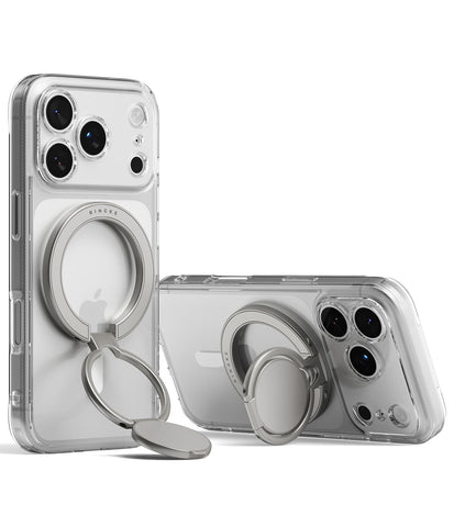 Dual Magnetic Smart Ring Holder 3-Tier Foldable Stand, Double-Sided Magnetic Kickstand & Grip Holder – Satin Silver