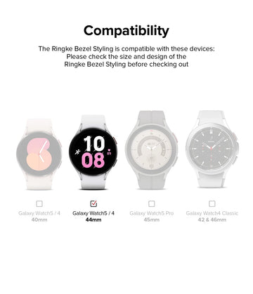 Bezel Styling Compatible with Samsung Galaxy Watch 4 44mm - Silver [44-42]