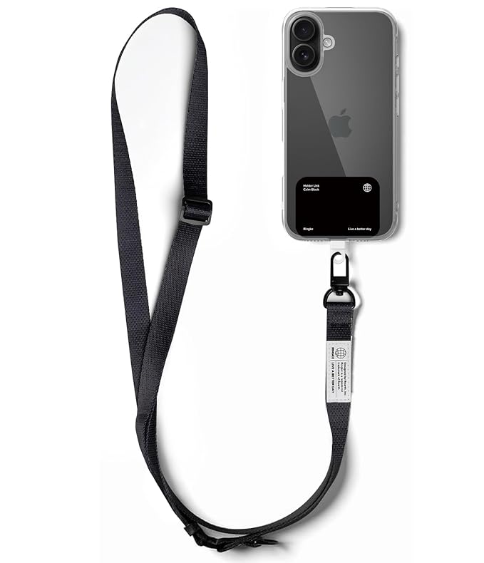 Holder Link Snap Hook Lanyard Strap [Crossbody Strap + Tether Tab] - Calm Black