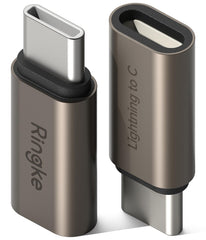 Lightning Female to USB C Male OTG Adapter [2 Pack] - Gun Metal