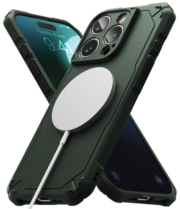 iPhone 16 Pro Max Back Cover Case | Rugged Gear Magnetic Bumper - Dark Green