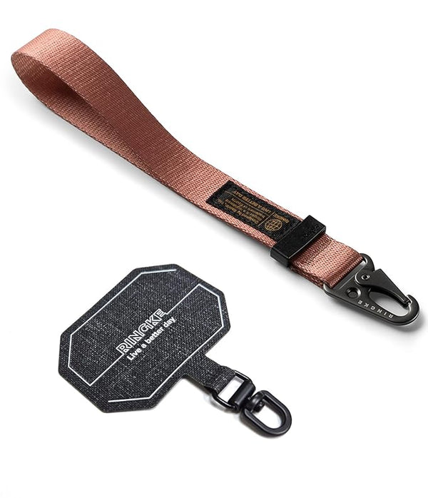 Tactical Webbing Hand Strap with Patch [Heavy Duty Tactical Carabiner] - Dusky Pink