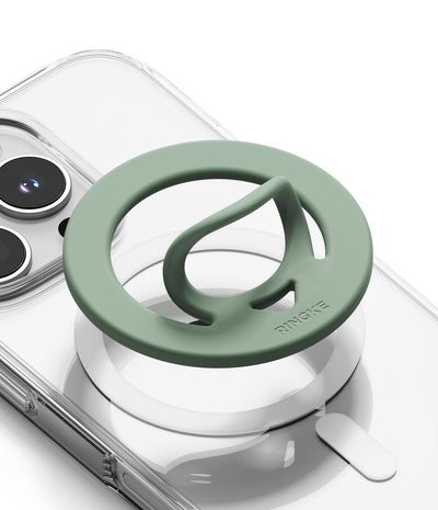 Ringke Dual Magnetic Silicone Ring [Compatible with MagSafe Cases]  Finger Ring Grip Holder - Olive Green