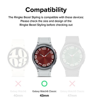 Ringke Bezel Styling Compatible with Samsung Galaxy Watch 6 Classic Case (43mm) - 43-02 (ST) - Black