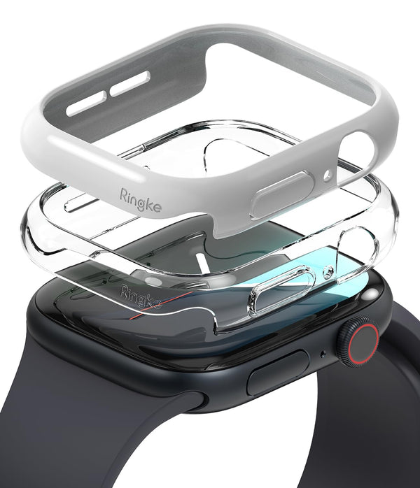 Apple Watch 10 46mm Frame Only Slim Case - Clear & Light Gray (2 Pack)