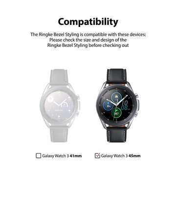 Bezel Styling for Galaxy Watch 3 45mm - Knurled Silver  45-42 (ST)   [Stainless Steel]