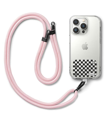 Ringke Holder Link Strap with Graphic Design TPU Tag | Checkerboard Black - Pink