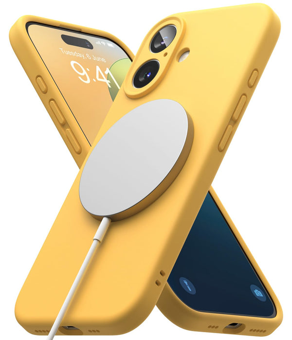iPhone 16 Back Cover case | Silicone Magnetic - Yellow