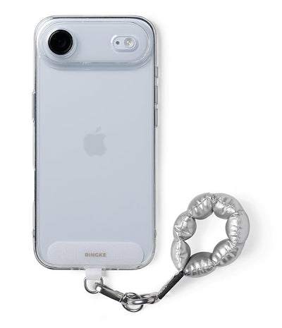 Ringke Holder Link Puffer Finger Strap with Patch & 360° Rotating - Moon Silver