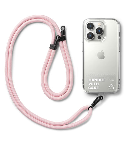 Ringke Adjustable Crossbody Polyester Rope Lanyard (Holder Link Strap with Clear TPU Tag) - Pink