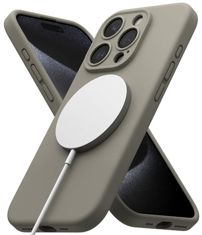 (Refurbished) iPhone 15 Pro Back Cover case | Silicone Magnetic - Gray
