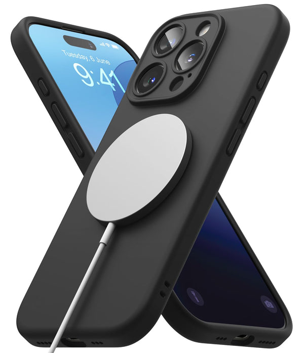 iPhone 16 Pro Max Back Cover case | Silicone Magnetic - Black
