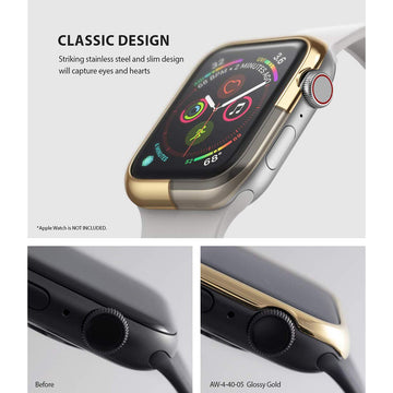 Bezel Styling for Apple Watch 40mm for Series 4 (2018)  (AW4-40- 05)  -  [Stainless Steel] Glossy Gold