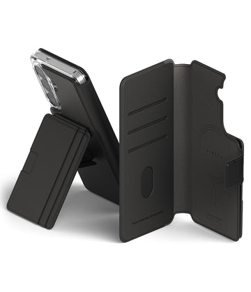 Samsung Galaxy S26 Plus Folio Stand Wallet Magnetic Case (5-Card Holder) - Black