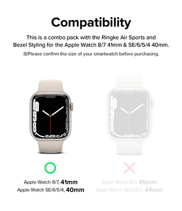 [Air Sports + Bezel Styling] for Apple Watch 7 (41mm) /SE/6/5/4 (40mm) - Black / 31 (Black)