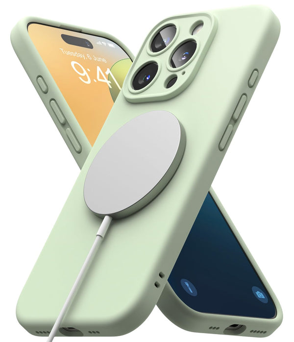 iPhone 16 Pro Back Cover case | Silicone Magnetic - Soft Mint
