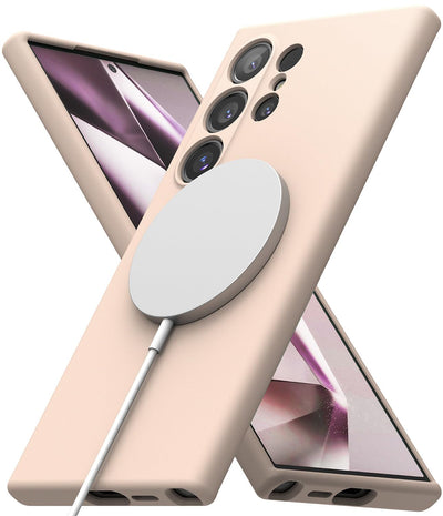 (Refurbished) Samsung Galaxy S24 Ultra Back Cover Case | Silicone Magnetic - Pink Sand