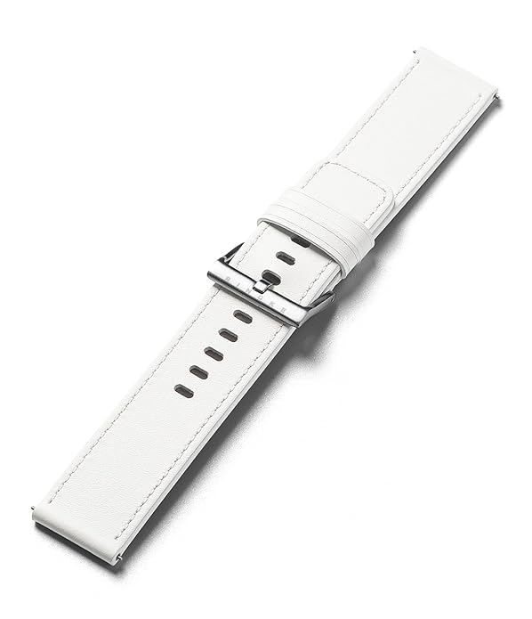 Ringke Leather One Basic Bold for Watch Lug Width 24mm Classic Style Stainless Steel Buckle - White