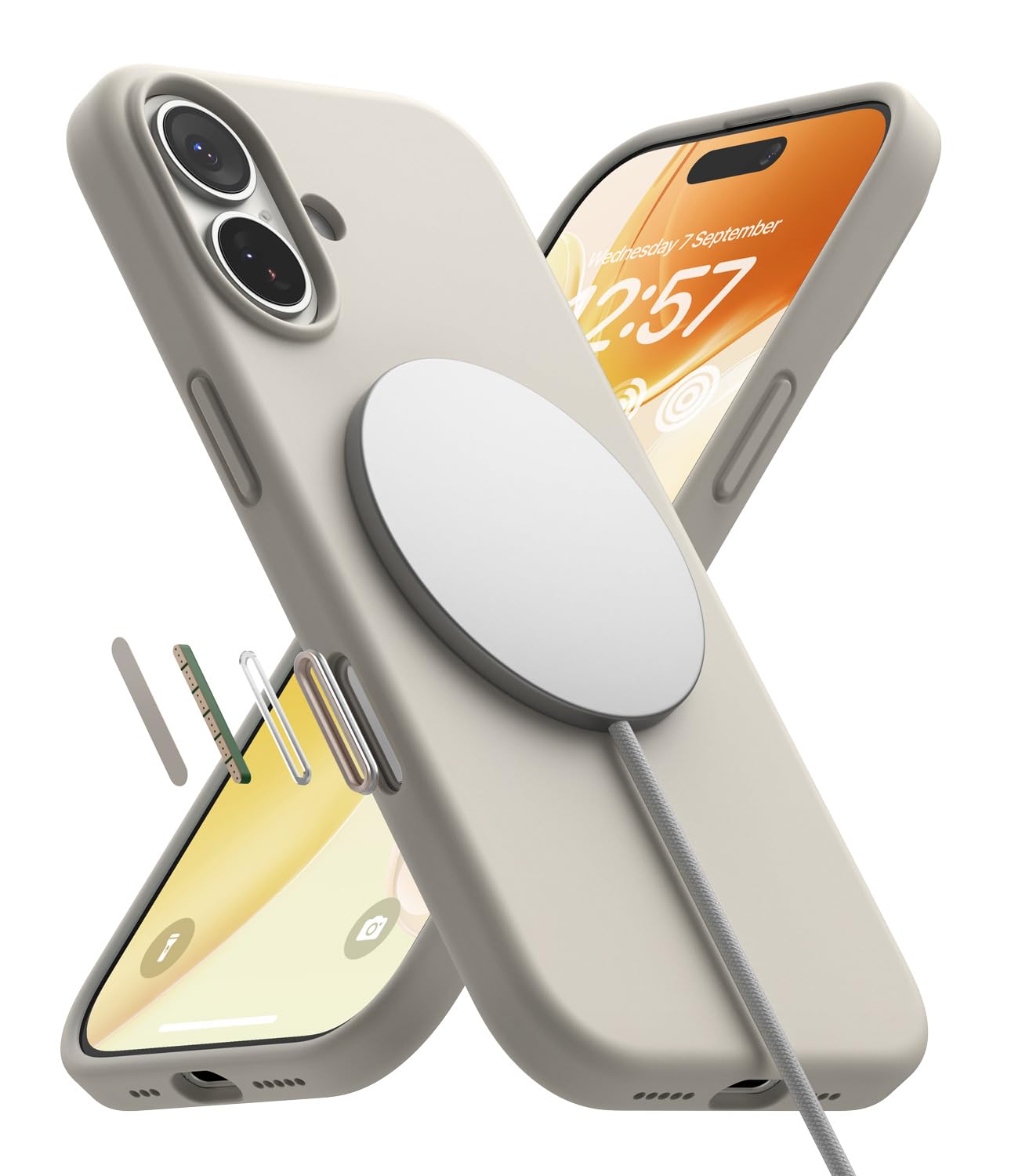 iPhone 17 Back Cover case | Silicone Magnetic - Stone