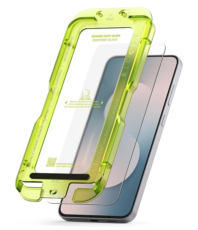 Galaxy S25 FE Tempered Glass Screen Protector Guard | Easy Slide Transparent - 2 Pack (with Installation Tool)