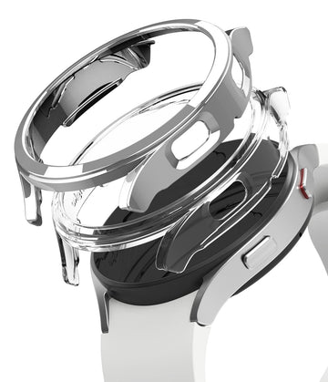 Slim Case Compatible with Galaxy Watch 4 40mm (2 Pack) - Clear & Chrome
