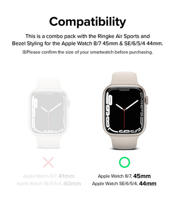 [Air Sports + Bezel Styling] for Apple Watch 7 (45mm) /SE/6/5/4 (44mm) - Black / 31 (Black)