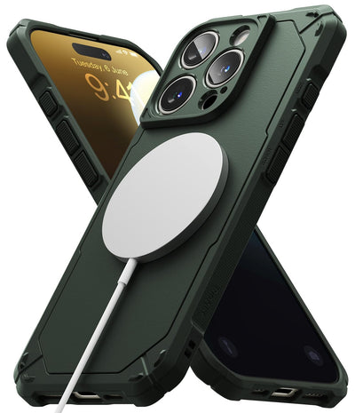 iPhone 16 Pro Back Cover Case | Rugged Gear Magnetic Bumper - Dark Green