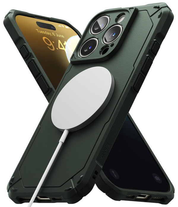iPhone 16 Pro Back Cover Case | Rugged Gear Magnetic Bumper - Dark Green