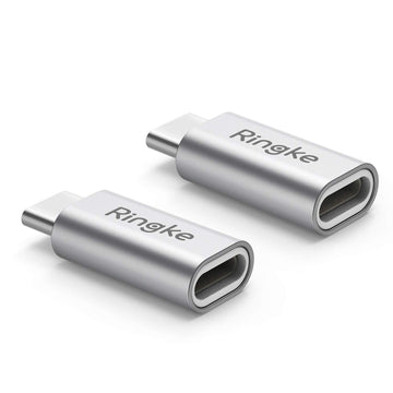 Ringke Adapter Lightning to USB Type C Port Converter Charge Data Sync - Silver (2 Pack)